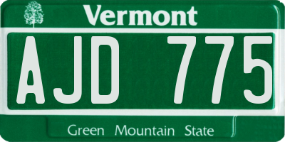 VT license plate AJD775