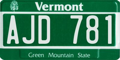 VT license plate AJD781