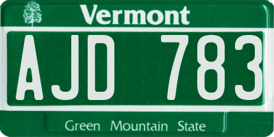 VT license plate AJD783