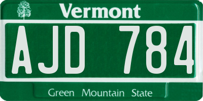 VT license plate AJD784