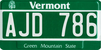 VT license plate AJD786