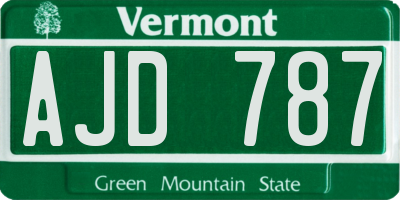 VT license plate AJD787