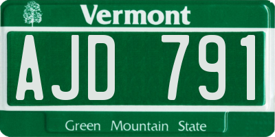 VT license plate AJD791
