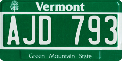 VT license plate AJD793