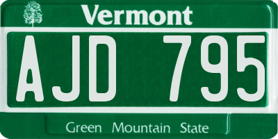 VT license plate AJD795