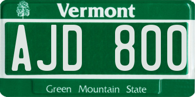VT license plate AJD800