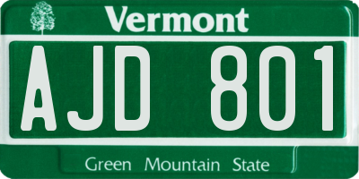 VT license plate AJD801