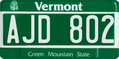 VT license plate AJD802