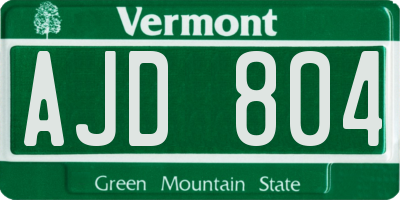 VT license plate AJD804