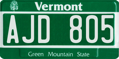 VT license plate AJD805