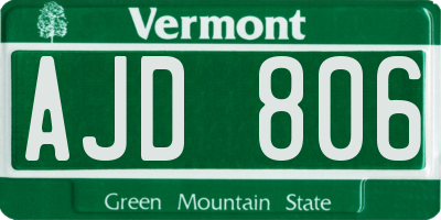 VT license plate AJD806