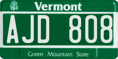 VT license plate AJD808