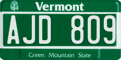 VT license plate AJD809