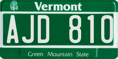 VT license plate AJD810