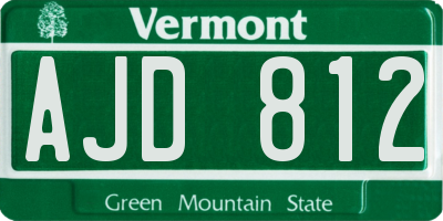 VT license plate AJD812