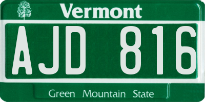 VT license plate AJD816
