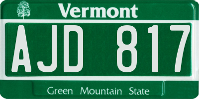 VT license plate AJD817