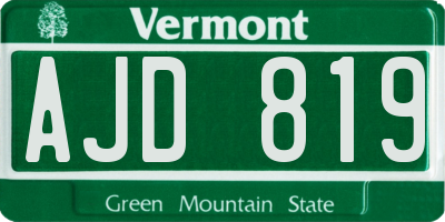 VT license plate AJD819