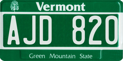 VT license plate AJD820