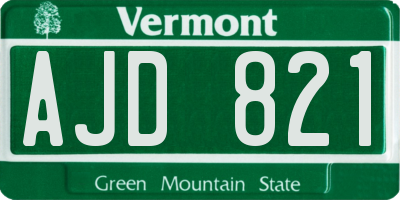 VT license plate AJD821