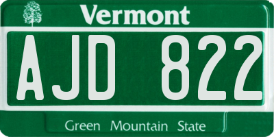 VT license plate AJD822