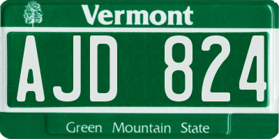 VT license plate AJD824
