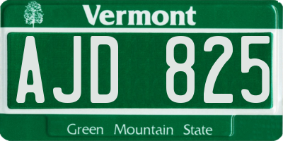 VT license plate AJD825