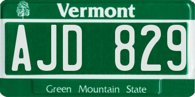 VT license plate AJD829