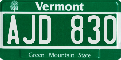 VT license plate AJD830