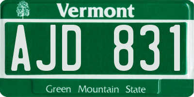 VT license plate AJD831