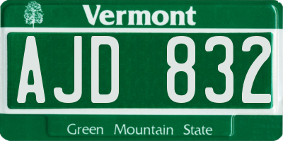 VT license plate AJD832