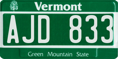 VT license plate AJD833