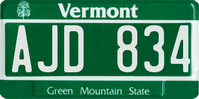VT license plate AJD834