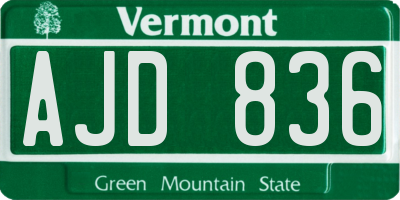 VT license plate AJD836
