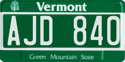 VT license plate AJD840