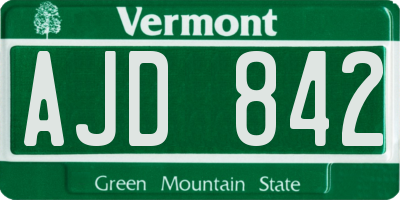 VT license plate AJD842