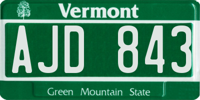 VT license plate AJD843