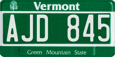 VT license plate AJD845