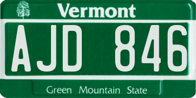 VT license plate AJD846