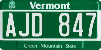 VT license plate AJD847