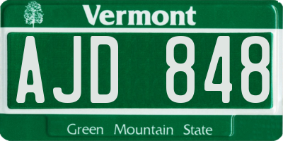 VT license plate AJD848