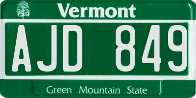 VT license plate AJD849