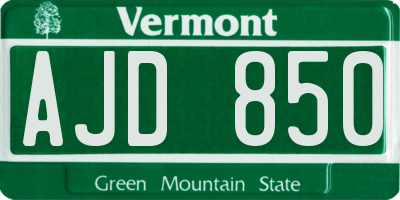 VT license plate AJD850