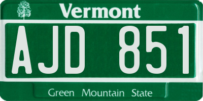 VT license plate AJD851