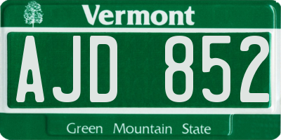 VT license plate AJD852