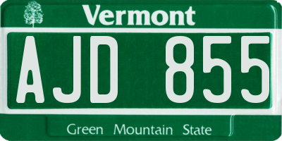 VT license plate AJD855