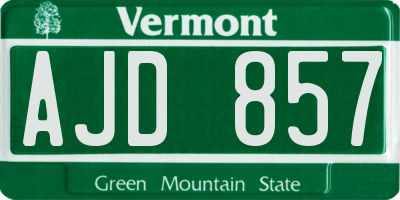 VT license plate AJD857