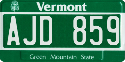 VT license plate AJD859