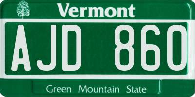 VT license plate AJD860
