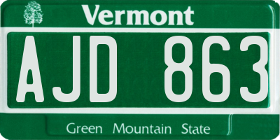 VT license plate AJD863